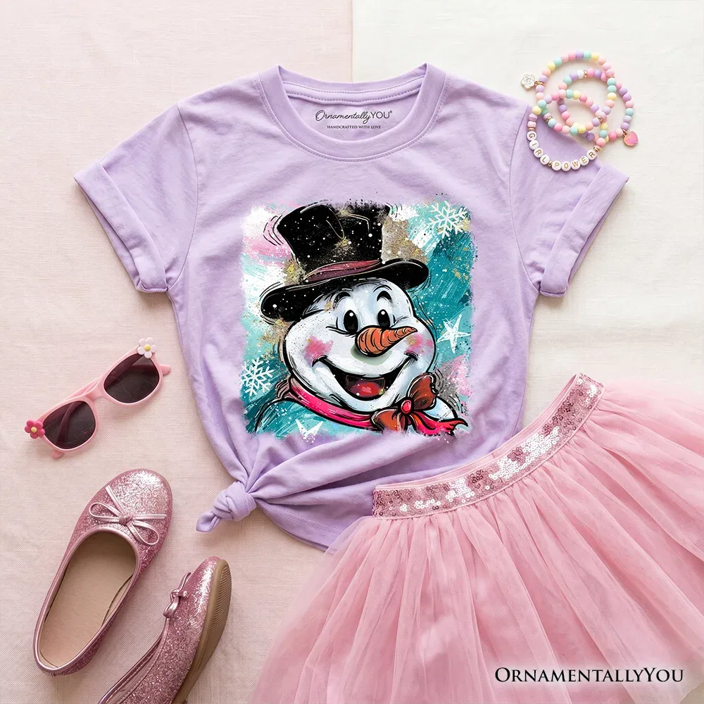 Детская футболка с принтом снеговика Merry Christmas Snowman Holiday Graphic Tee OrnamentallyYou, Violet