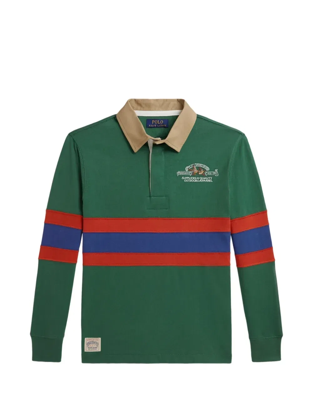 Полосатая рубашка поло с длинными рукавами Polo Ralph Lauren Kids, зеленый