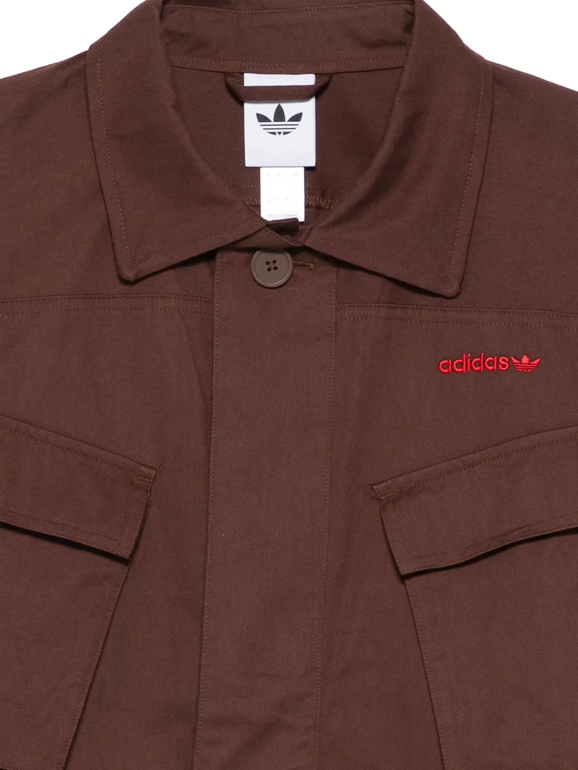 Рубашка-жакет с вышивкой логотипа Adidas, коричневый — фото 3
