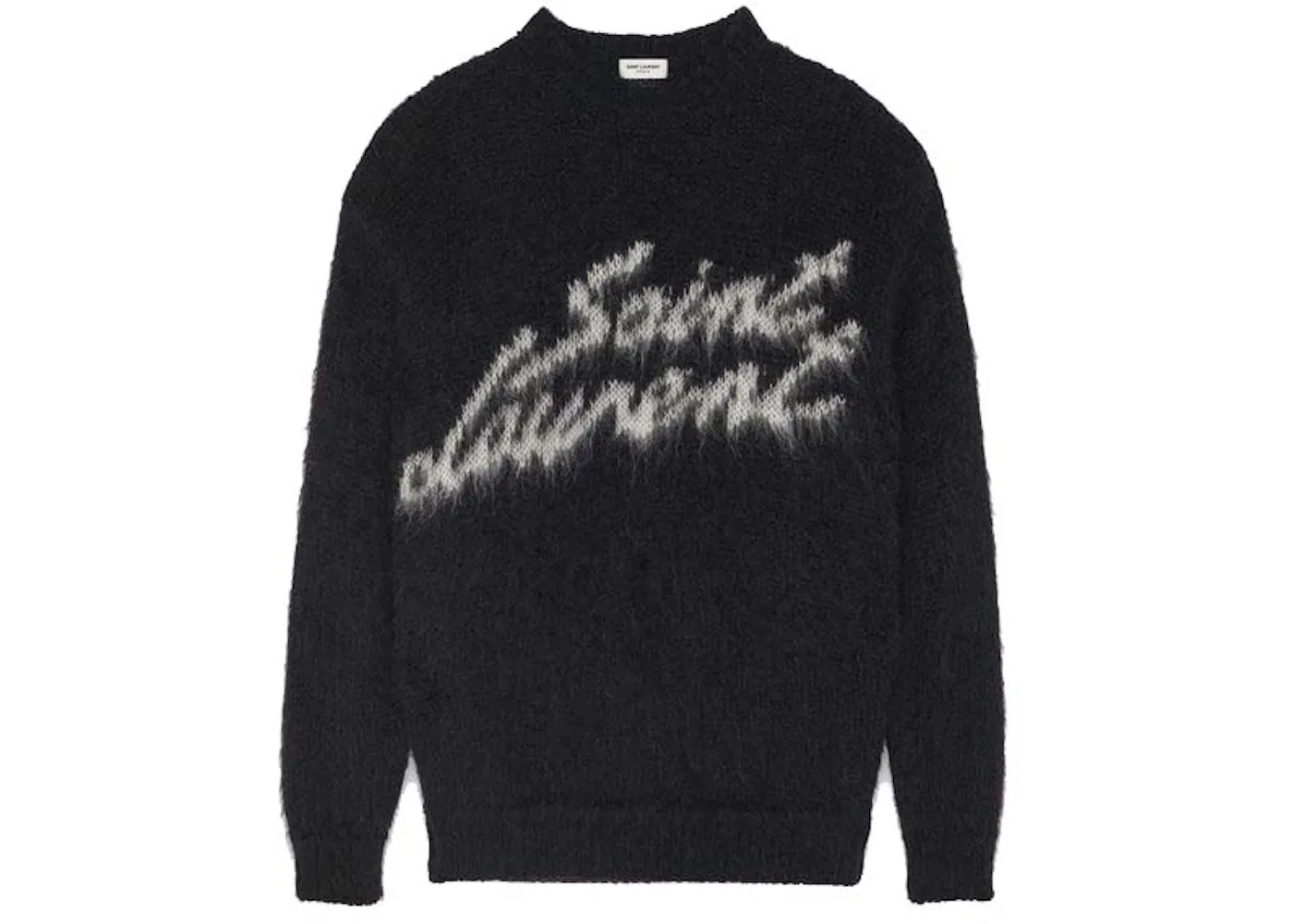Мужской свитер из мохера с контрастным дизайном Sweater In Mohair Saint Laurent, Black White