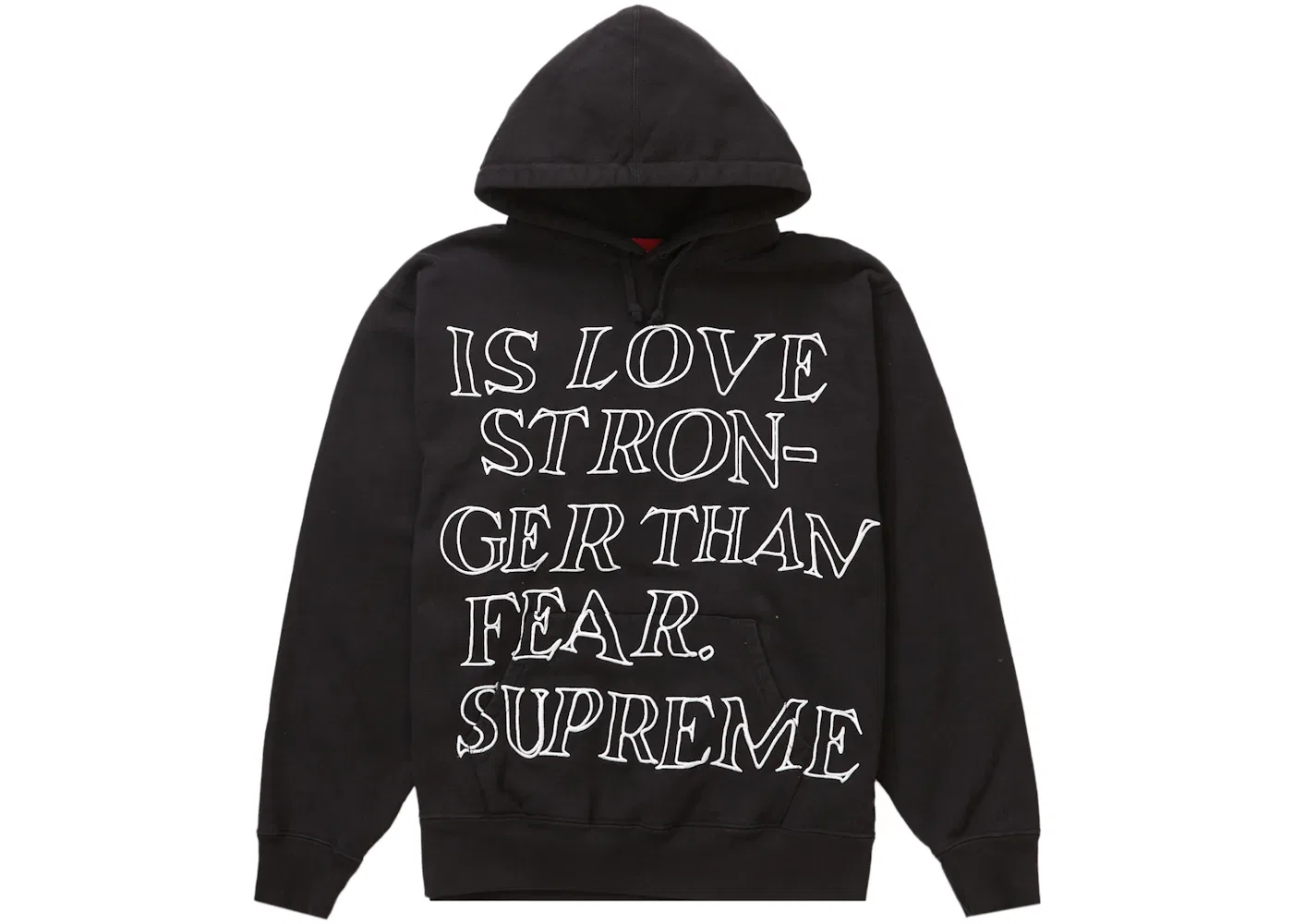 Мужская худи с принтом Supreme Stronger Than Fear, Black