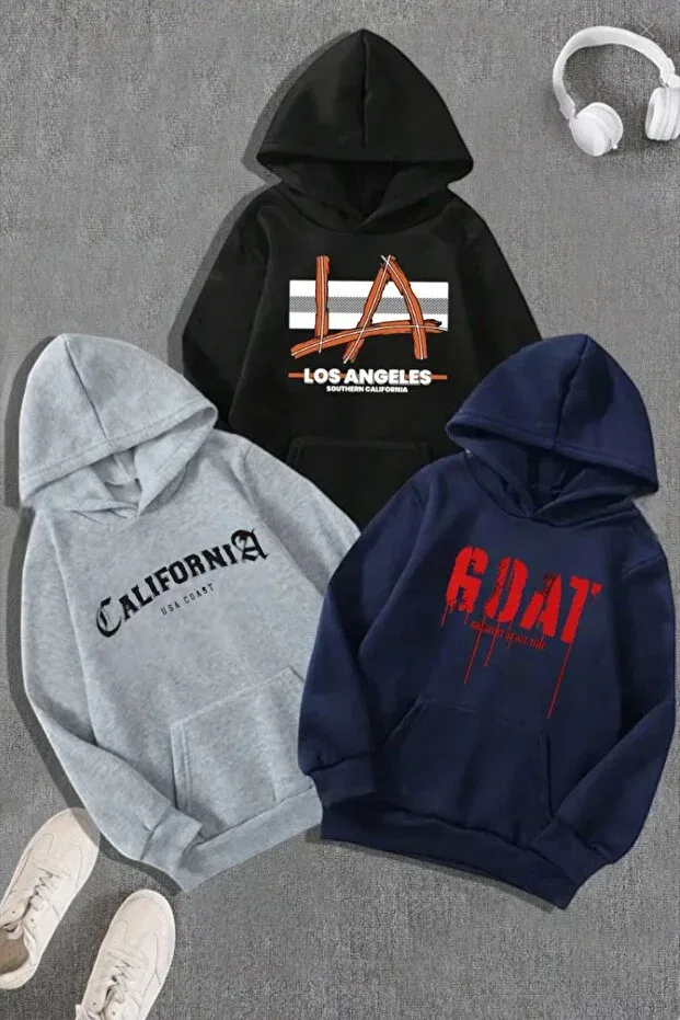 Детский комплект свитшотов для девочек с принтом Han Elegant, Black Gray Navy Blue