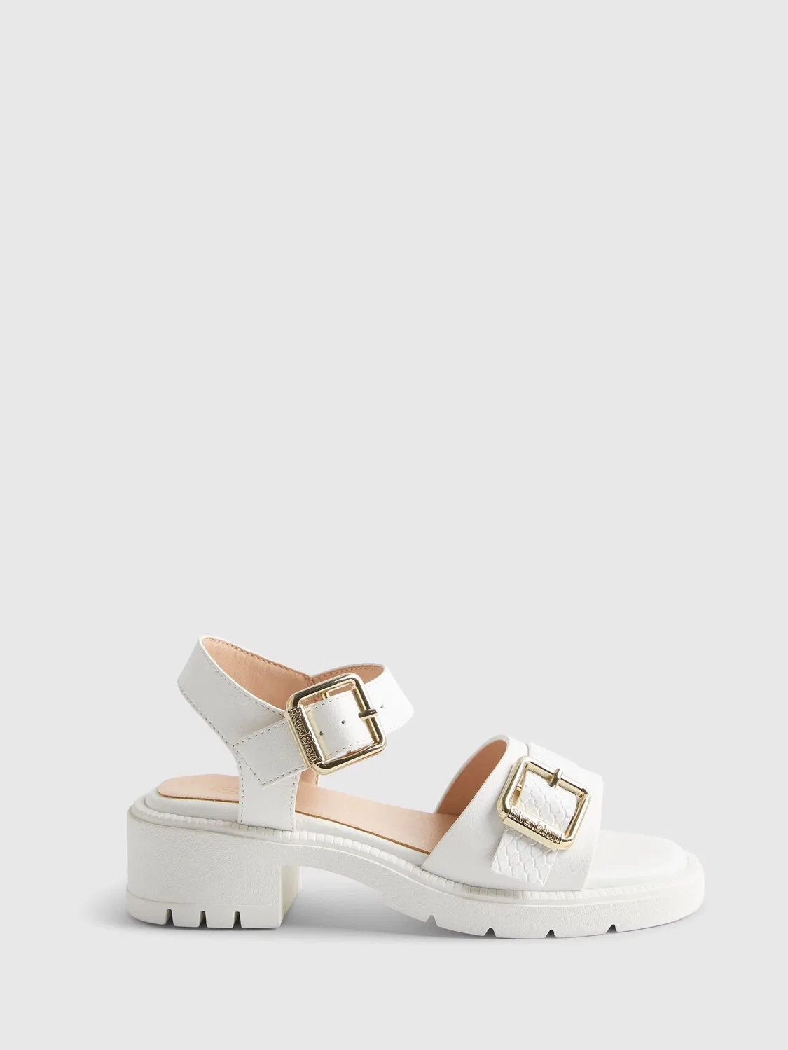 Сандалии с змеиным принтом River Island, Белые