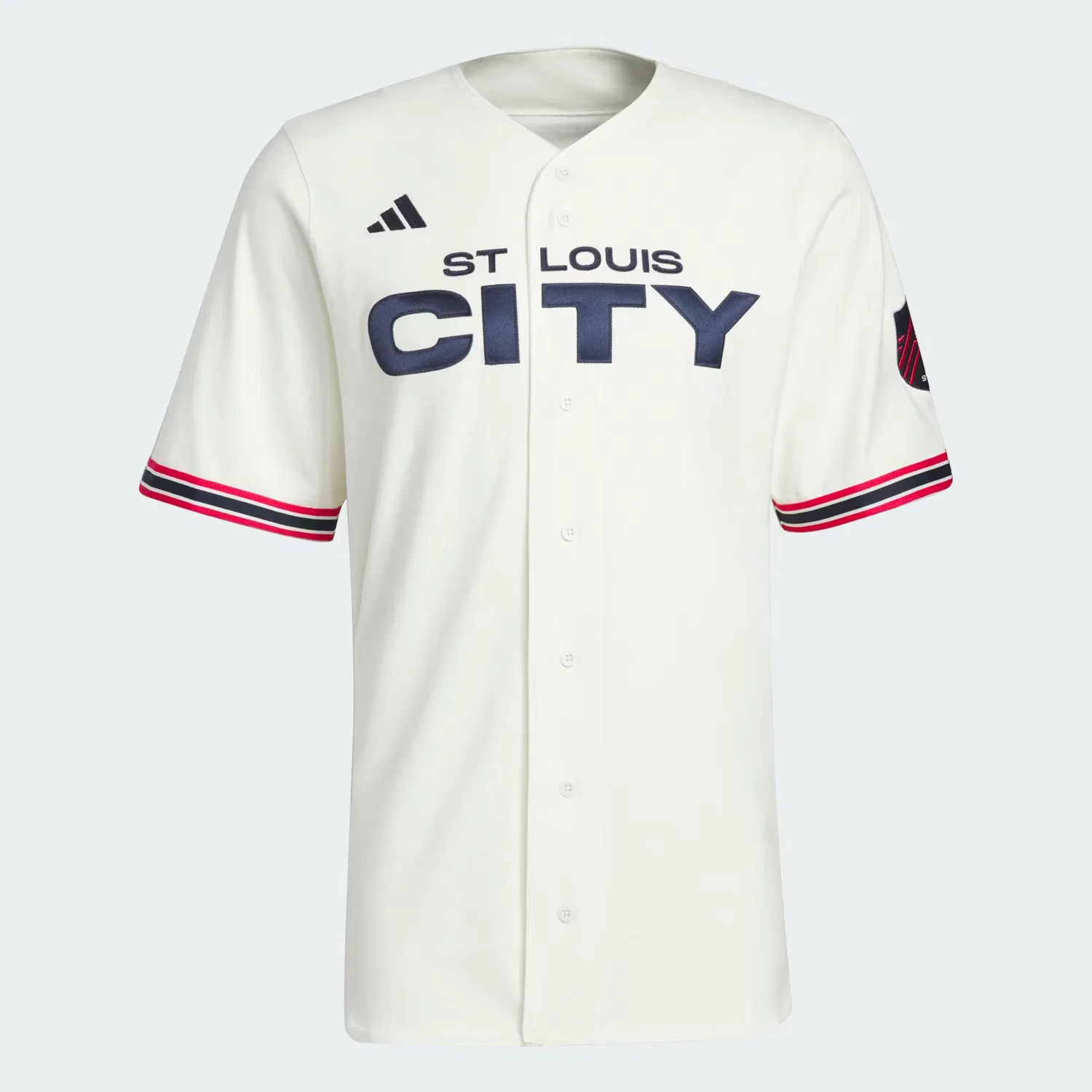 Мужская футбольная рубашка на пуговицах St Louis City SC Adidas Performance, Off White — фото 4
