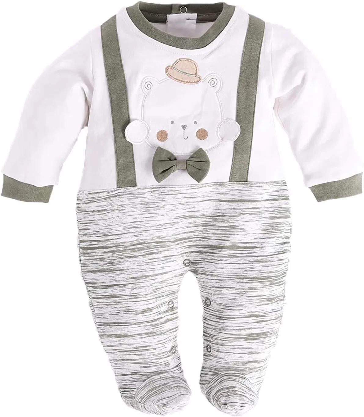 Боди-комбинезон с длинным рукавом с принтом Baby Go, оливковый