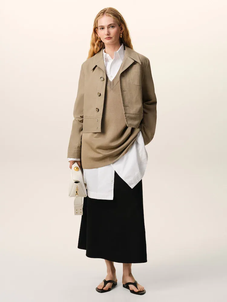 Жакет с пуговицами и поясом AMI PARIS, Beige