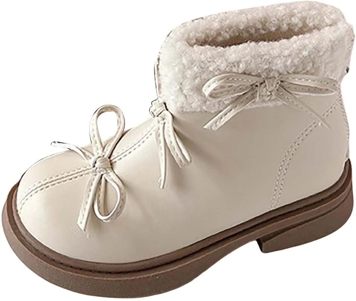 Детские зимние сапоги для девочек с принтом She𝗿pa PU Leather Bowknot, White