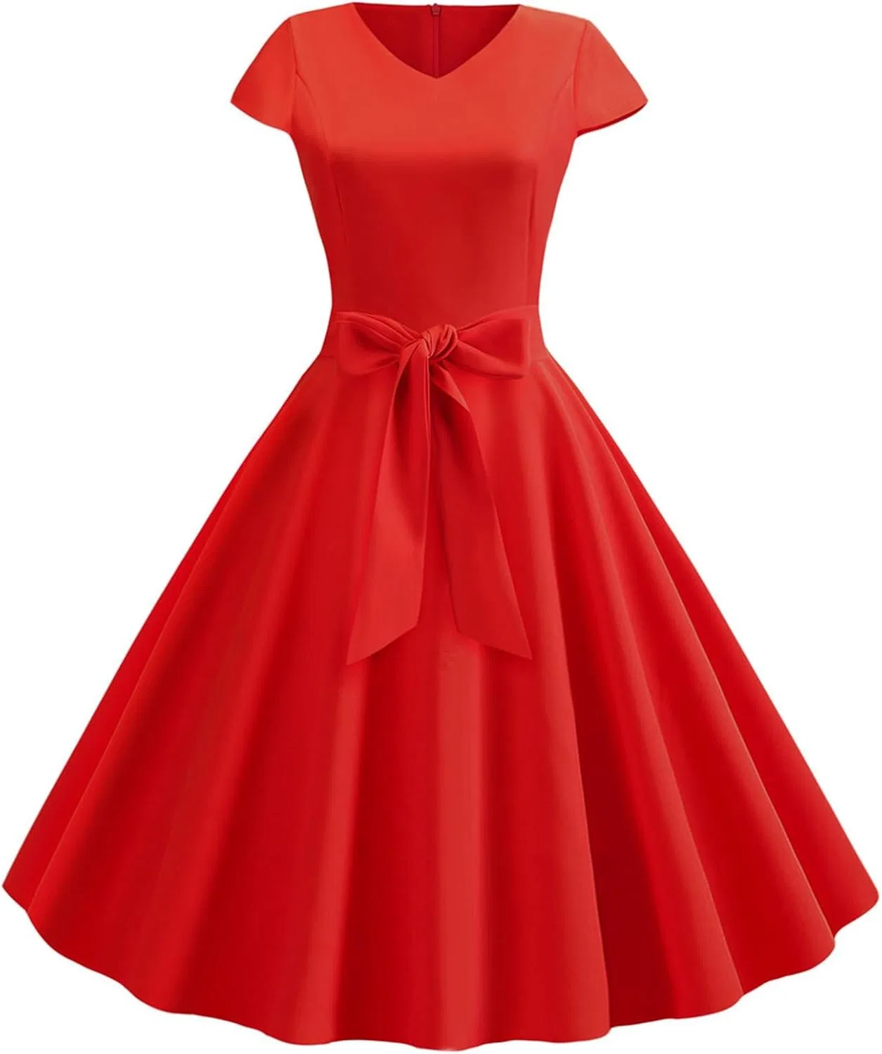 Женское коктейльное платье в горошек с качающейся юбкой, Red