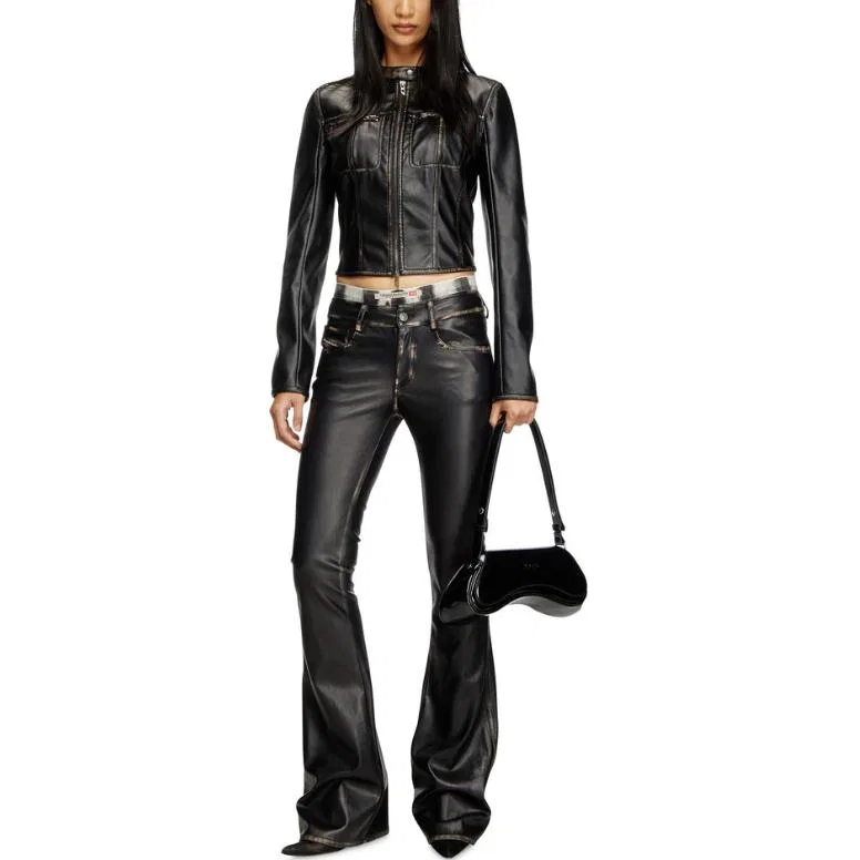 Женская куртка-косуха с молнией G Lobe DIESEL, Black — фото 4