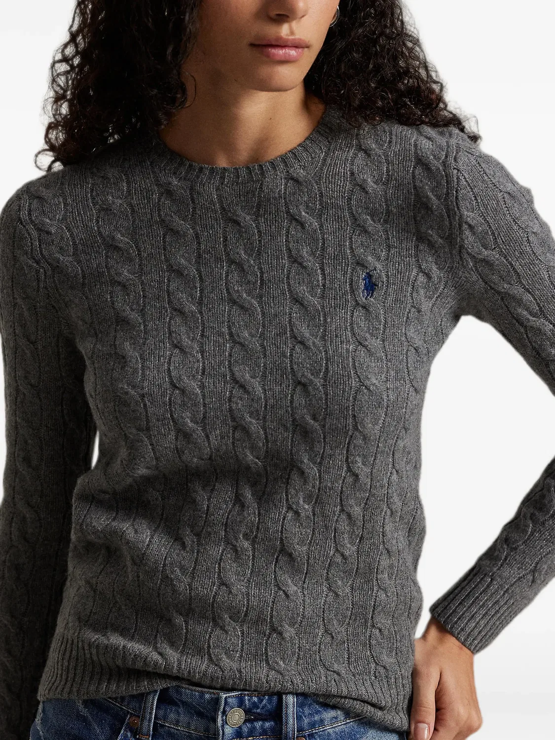 Джемпер фактурной вязки серого цвета Polo Ralph Lauren, серый — фото 2