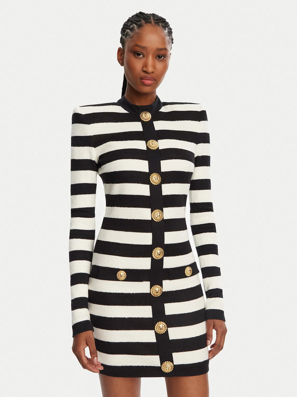 Женское вязаное платье стандартного кроя Balmain, черный