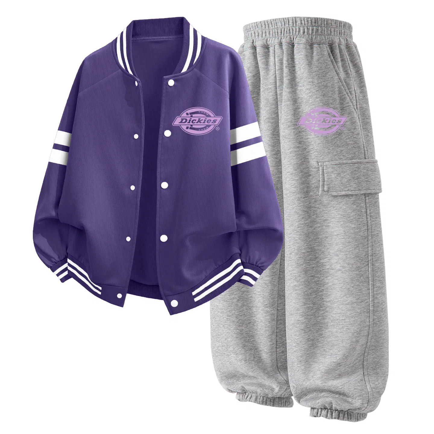 Детский комплект из двух футболок Negative Logo K Dickies, Purple/Light Heather Gray