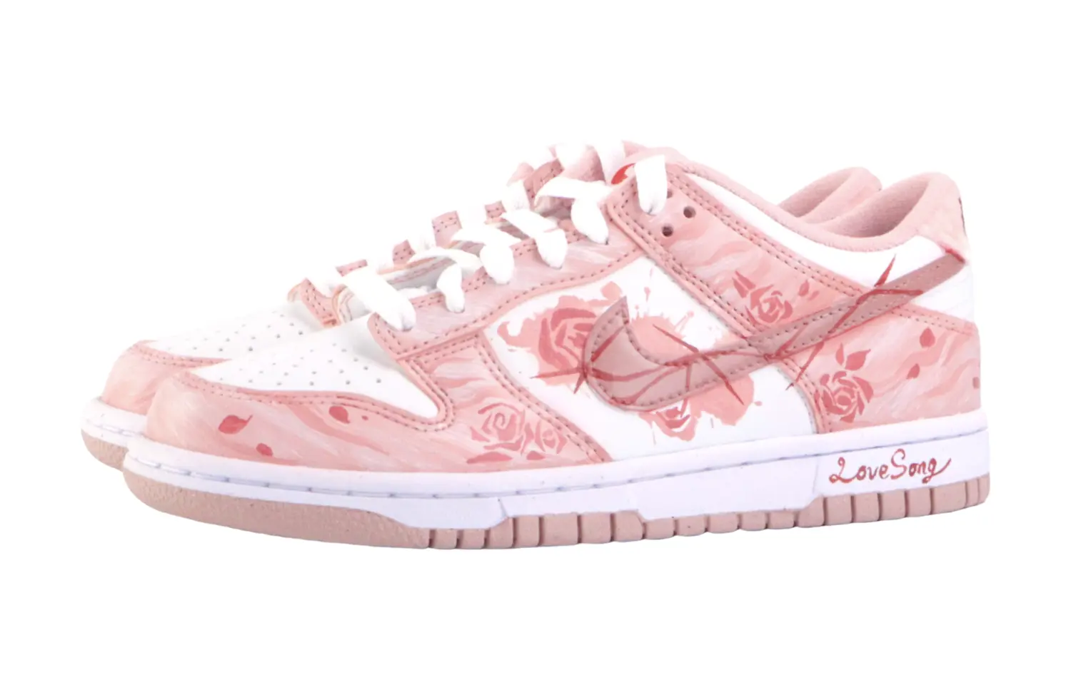 Nike Детские кроссовки для скейтбординга Dunk Pink Velvet с антискользящим покрытием, износостойкие, розовые, белые, подростковые — фото 4