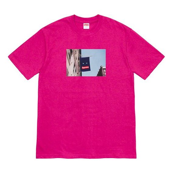 

Футболка fw19 week 1 banner magenta tee Supreme, красный