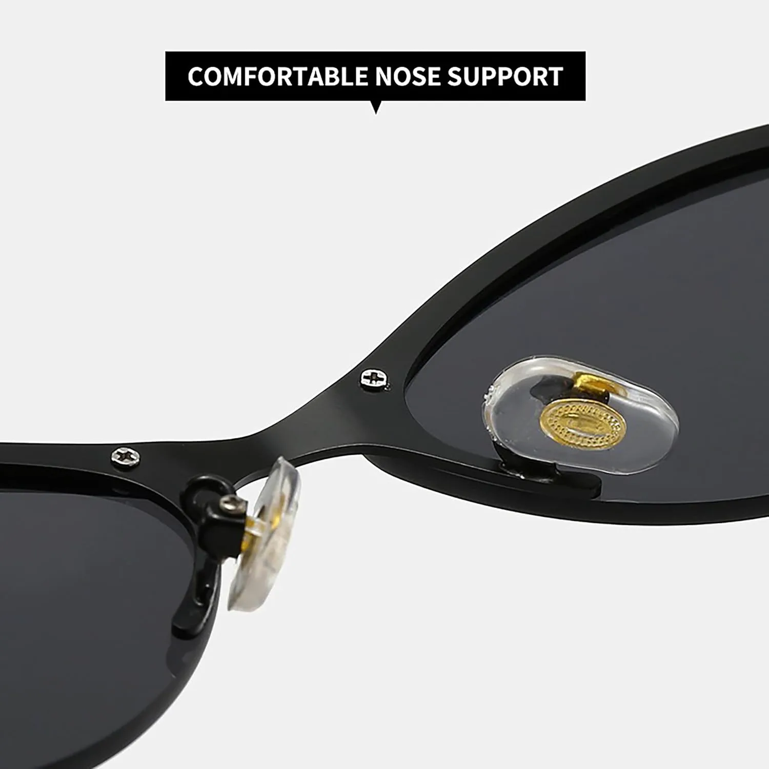 

Модные очки в форме «кошачий глаз» с защитой от УФ-излучения, маленькие солнцезащитные очки без оправы, классические металлические оправы для женщин Generic, D