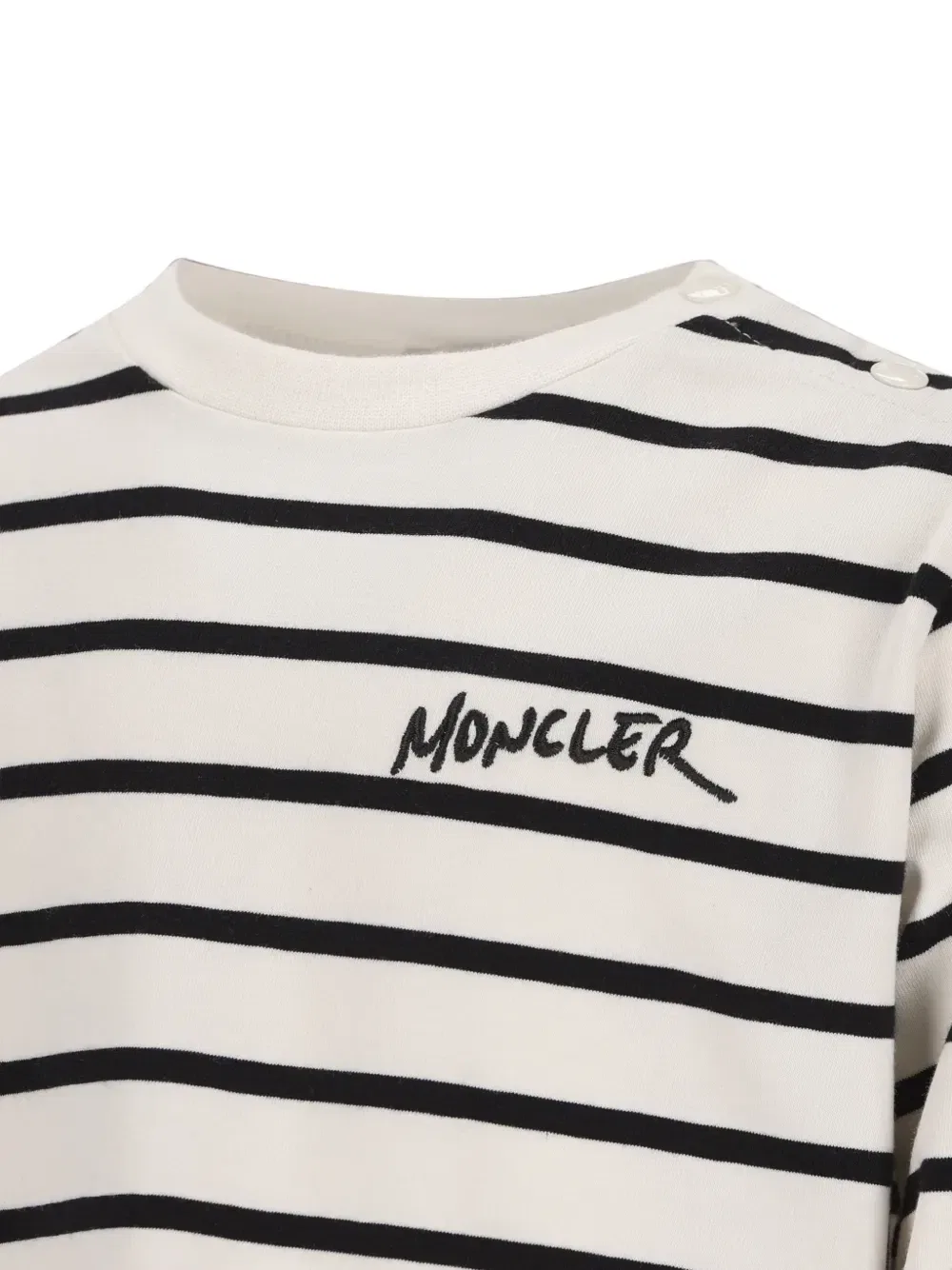 Полосатая футболка с длинными рукавами Moncler Enfant, белый — фото 4