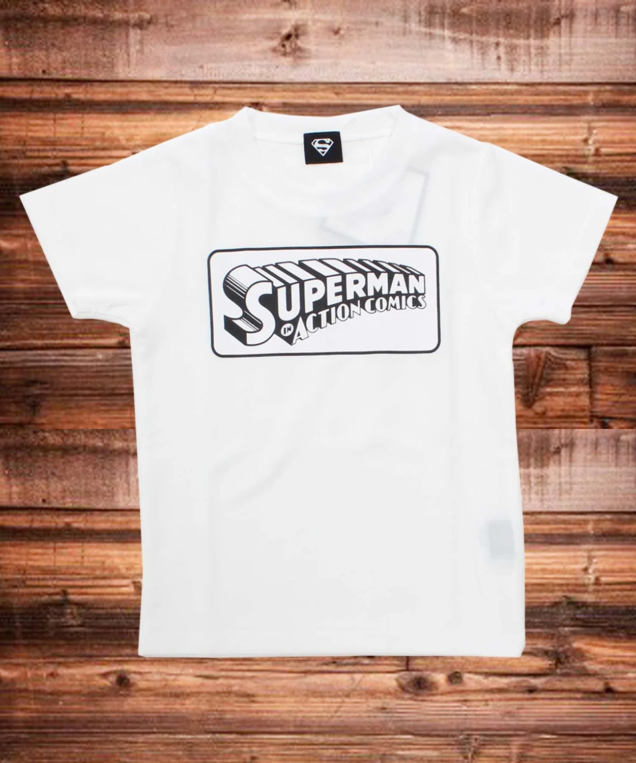Детская футболка с принтом супергероя с коротким рукавом, модель Superman Logo THE CASUAL, Off White