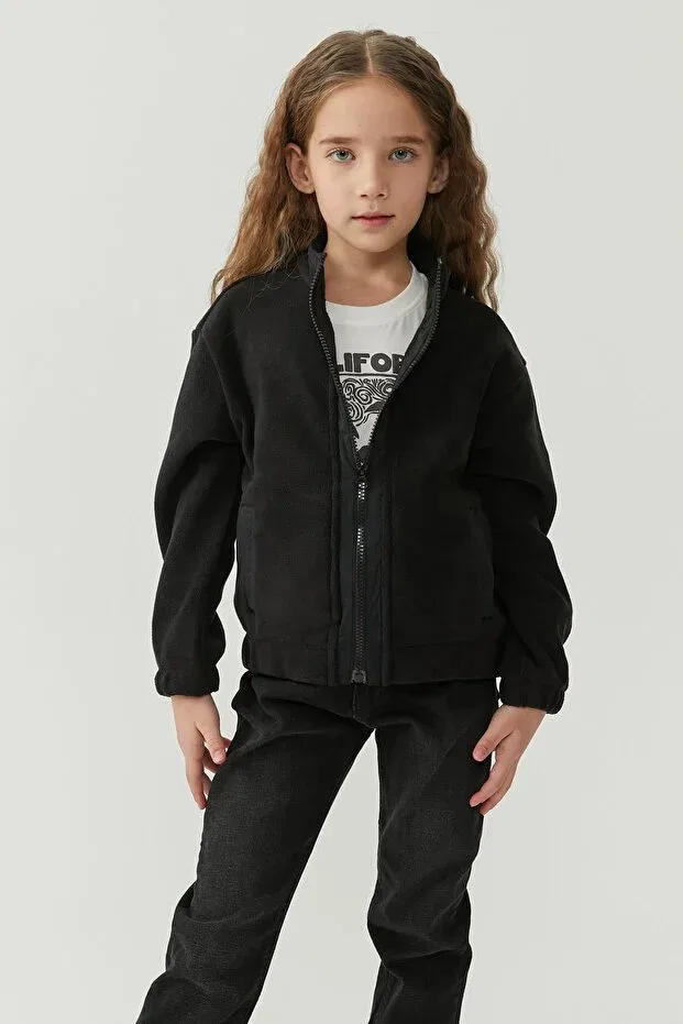 Детское пальто для девочек из искусственной кожи Paulmark, Black — фото 3