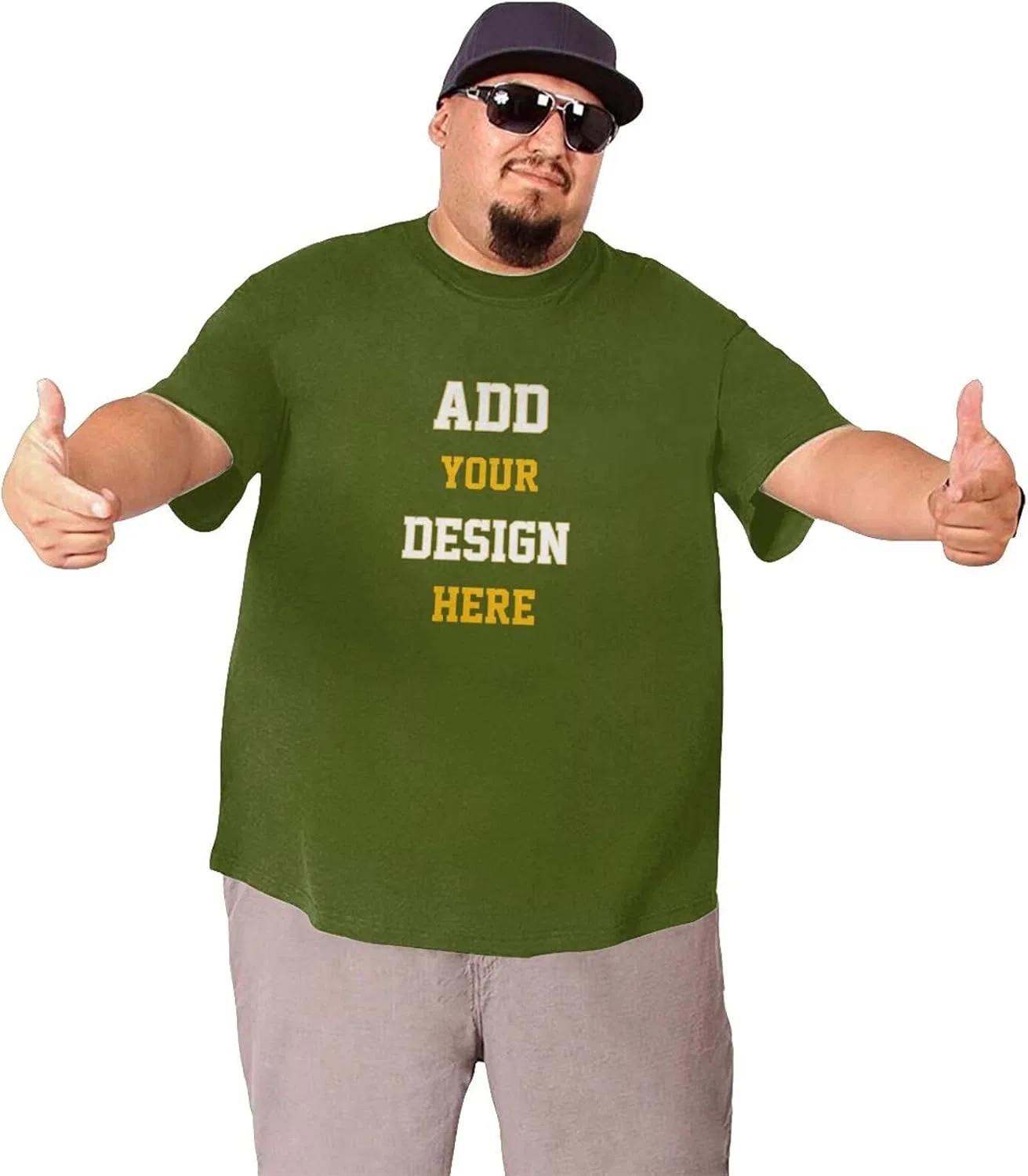 Мужская свободная футболка с кастомным принтом Cotton, Moss Green — фото 3