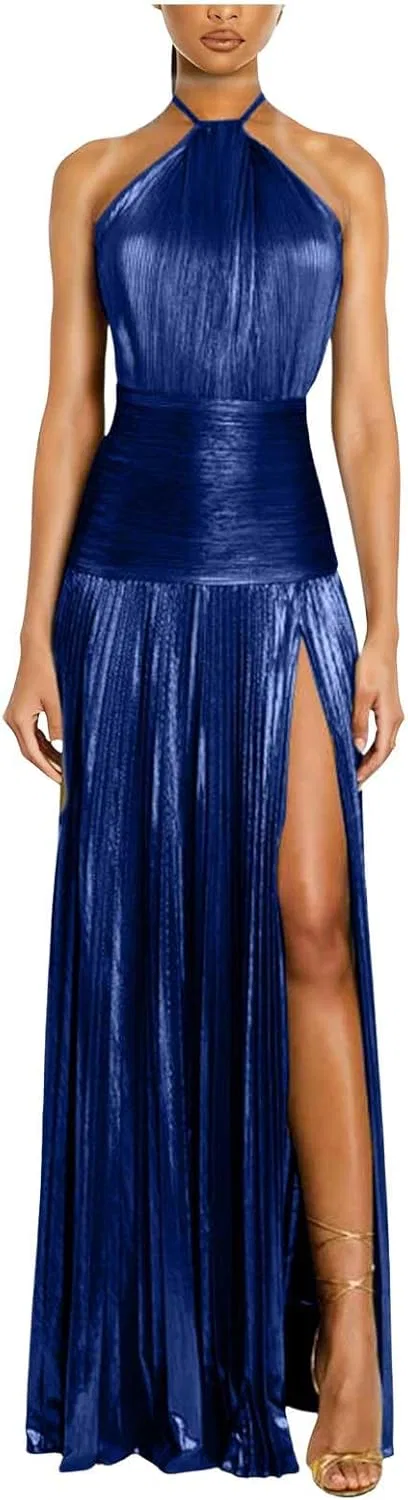 Женское вечернее платье с пайетками Halter, Blue