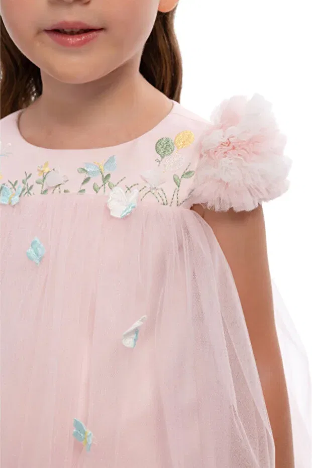 Детское платье для девочек с принтом Butterfly Floral Party Pamina, Pink — фото 4