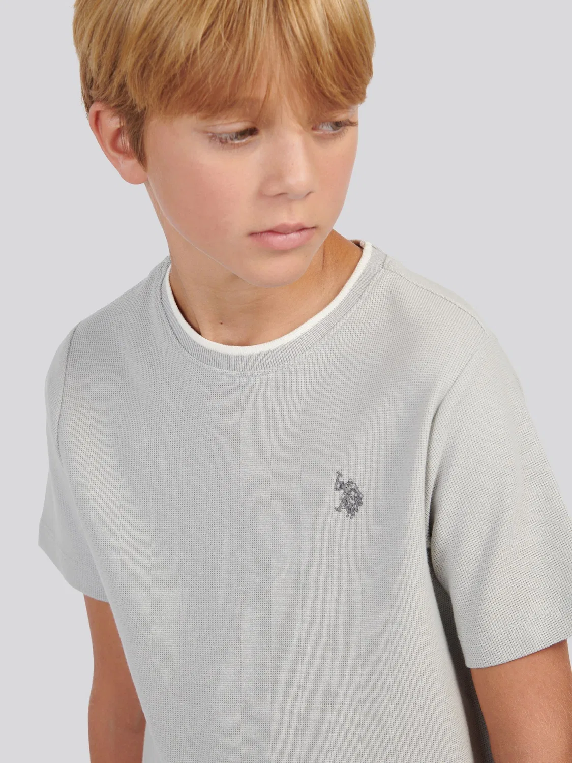 Футболка с вязаной текстурой U.S. Polo Assn, серый — фото 2