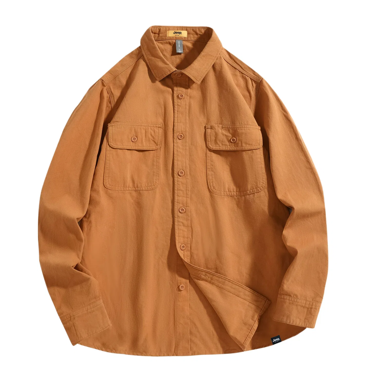 Детская рубашка с воротником-стойкой, свободный крой, модель Vintage Workwear, Jeep, карамельный