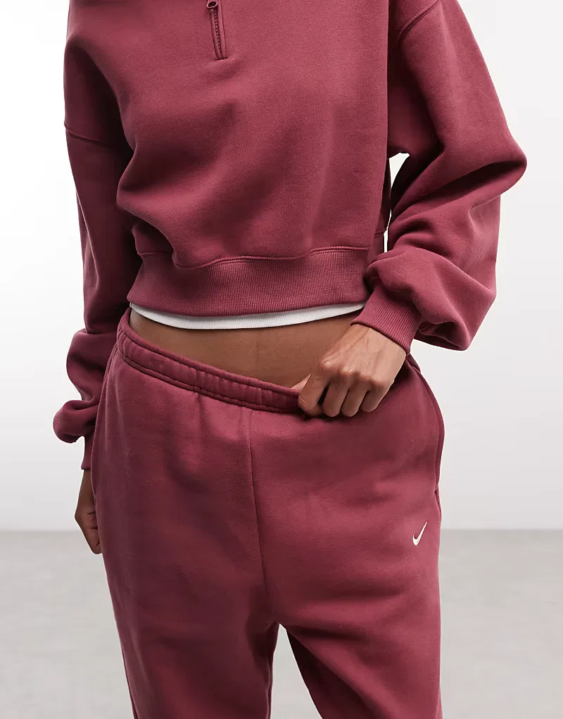 Спортивные брюки Nike Studio Fleece средней плотности, свободного кроя, с отворотами, розовый — фото 3