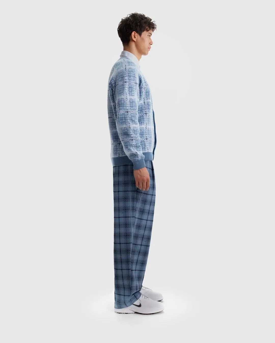 Мужской кардиган свободного кроя с принтом Nike Tartan, модель II0777-486 NIKE, Blue — фото 2