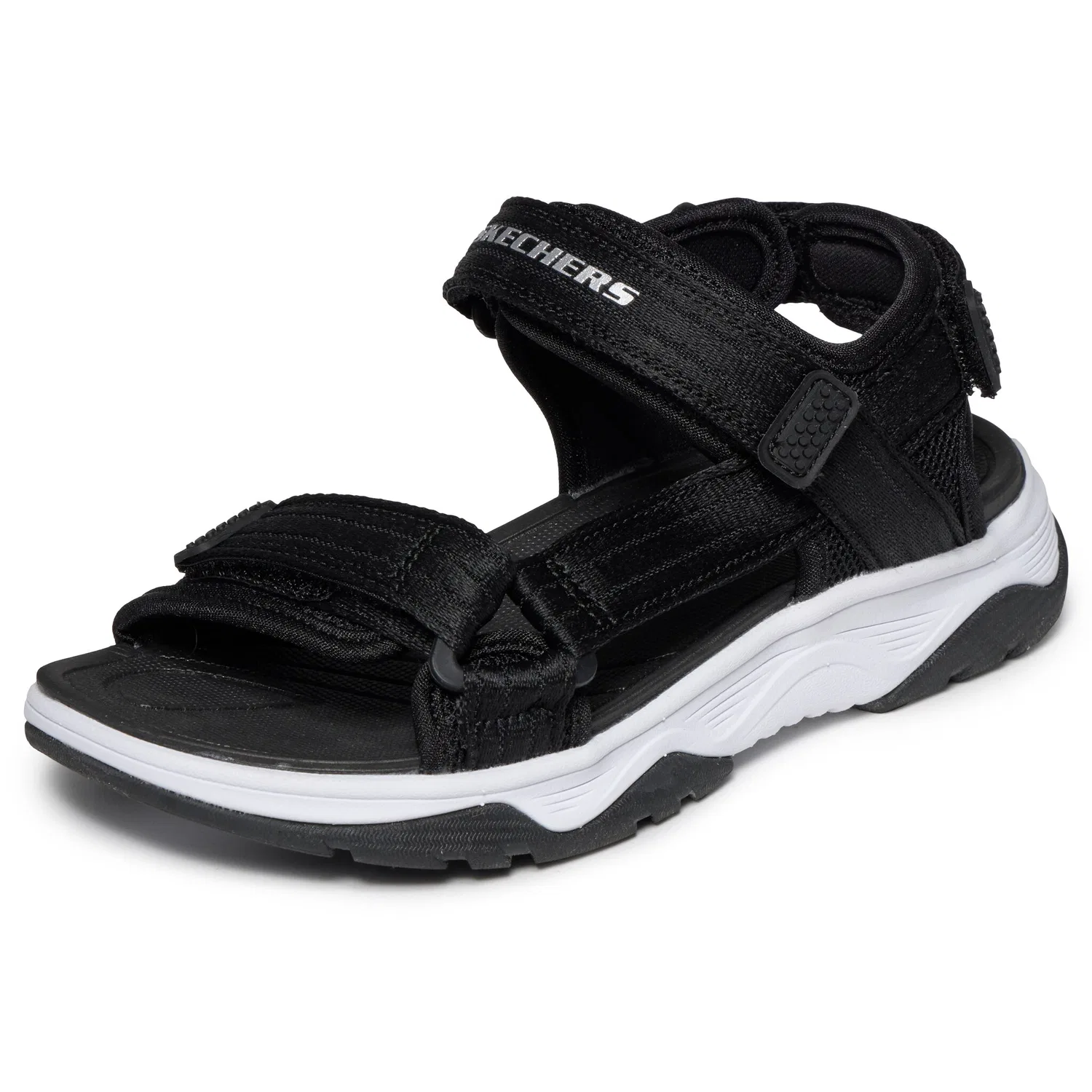 Детские текстильные сандалии с тремя липучками Skechers, Black/White