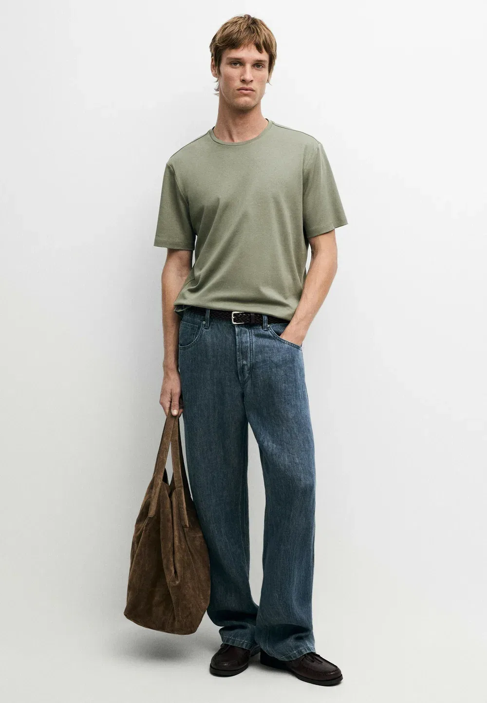 Простая футболка Massimo Dutti, Mottled Dark Green — фото 2