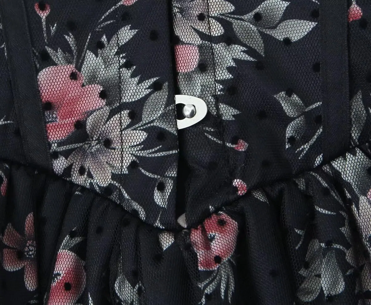 Женское летнее мини-платье с цветочным принтом Strapless, Black — фото 4