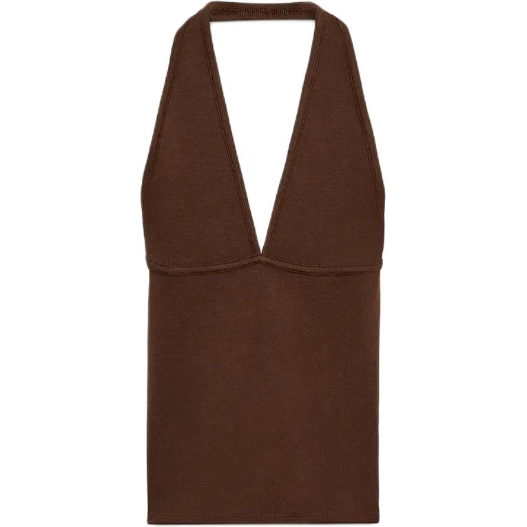 Женский топ-майка на бретелях-халтер Brown ZARA, Brown