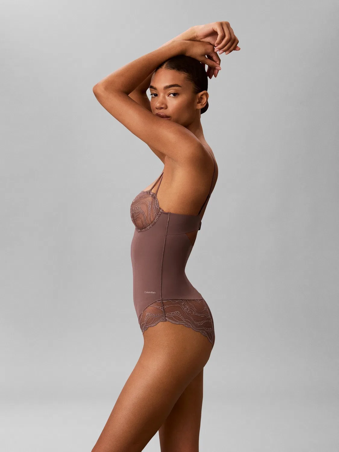 Боди Calvin Klein Sensual Stretch Lace, коричневый — фото 4