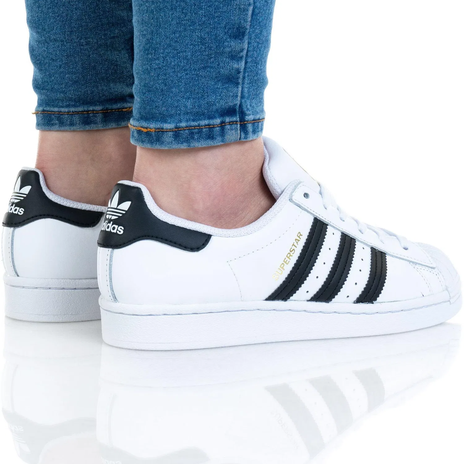Детские кроссовки с мысом-ракушкой Superstar J Shell Toe Adidas Originals, White Black — фото 3