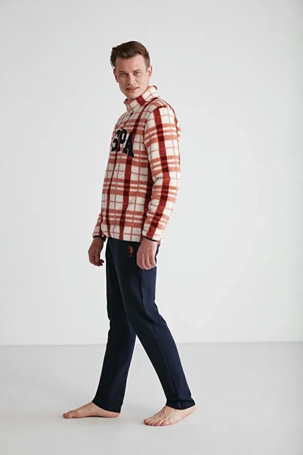 Мужской комплект пижамы из флиса с принтом U.S. Polo Assn., Orange