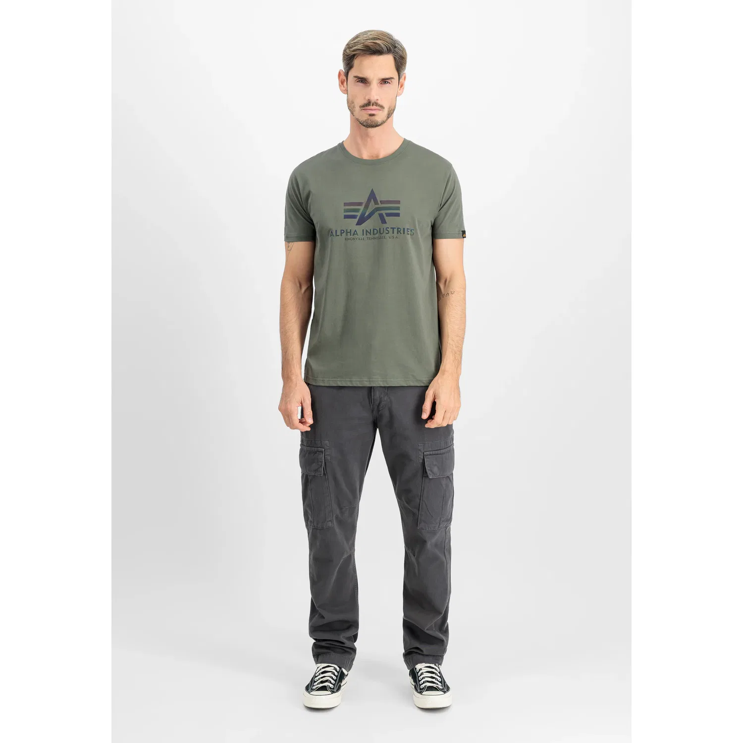 Детская футболка с отражающим принтом Alpha Industries, Vintage Green — фото 3