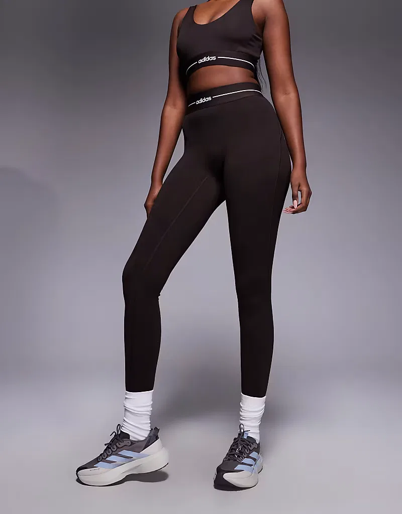 Леггинсы Adidas Training Hyperglam с прямым кроем, кофейно-коричневый — фото 4