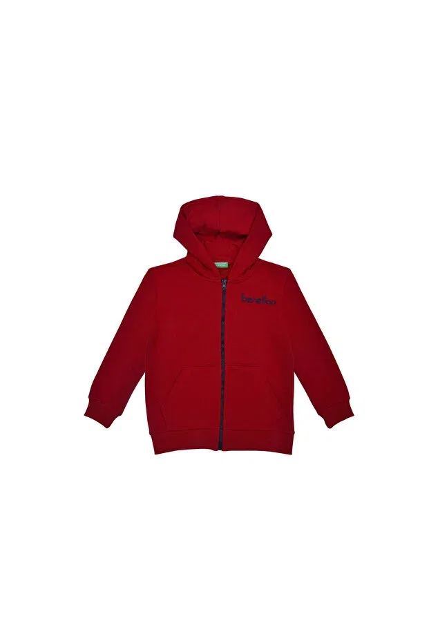 Детское худи на молнии с капюшоном United Colors Of Benetton, Red
