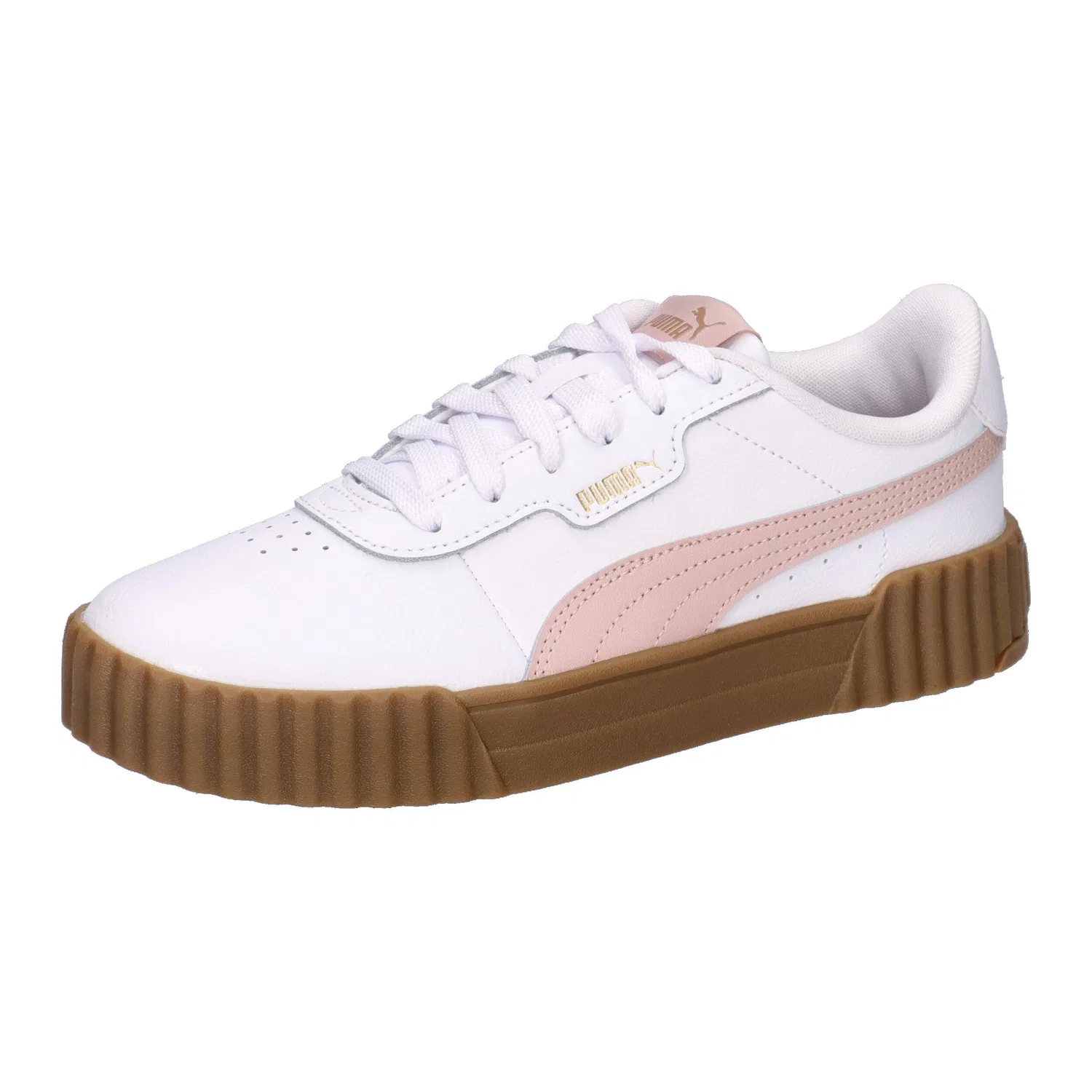 Детские кроссовки с кожаным верхом Puma Carina 3.0 Jr, Цвет Weiss / Konigliches Lila / Weiss
