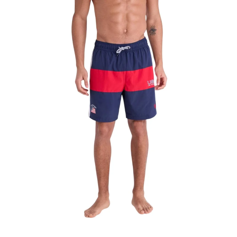 Мужские шорты для плавания U.S. Polo Assn. 7" USA Colorblock, классический темно-синий
