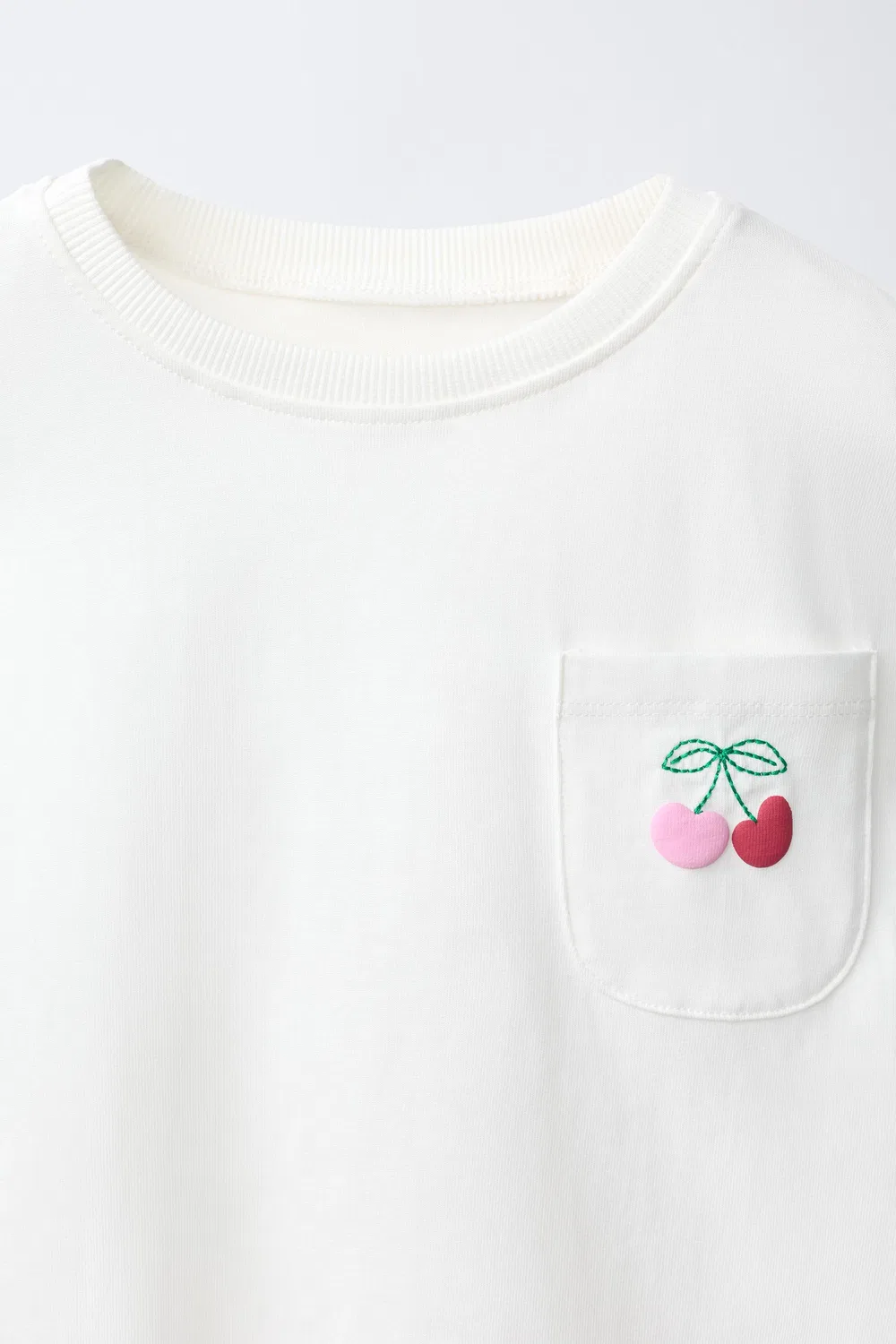 Футболка с вышитым карманом ZARA, White — фото 3