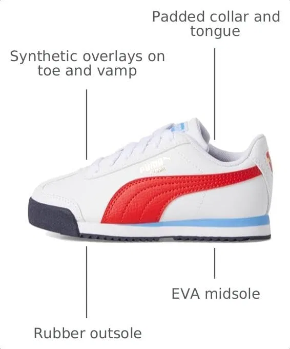 Детские кроссовки для мальчиков с шнуровкой Roma 24 PUMA, White — фото 3