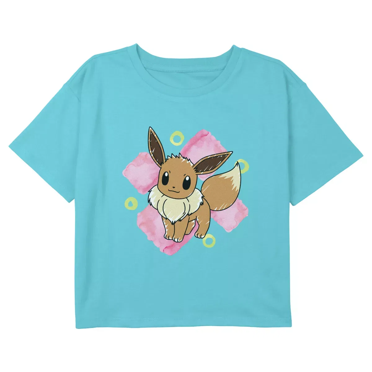 Детский укороченный топ для девочек с принтом Pokemon Eevee Watercolor Cropped T-Shirt, Blue