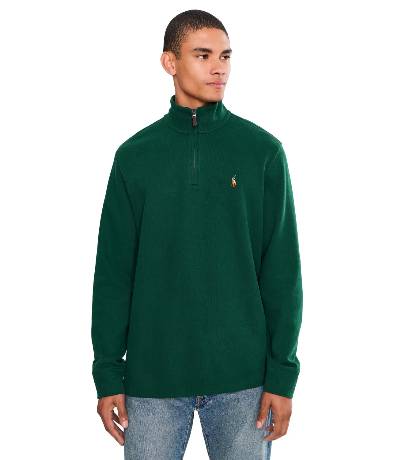 Пуловер Estate-Rib с застежкой-молнией на четверть длины Polo Ralph Lauren, Moss Agate