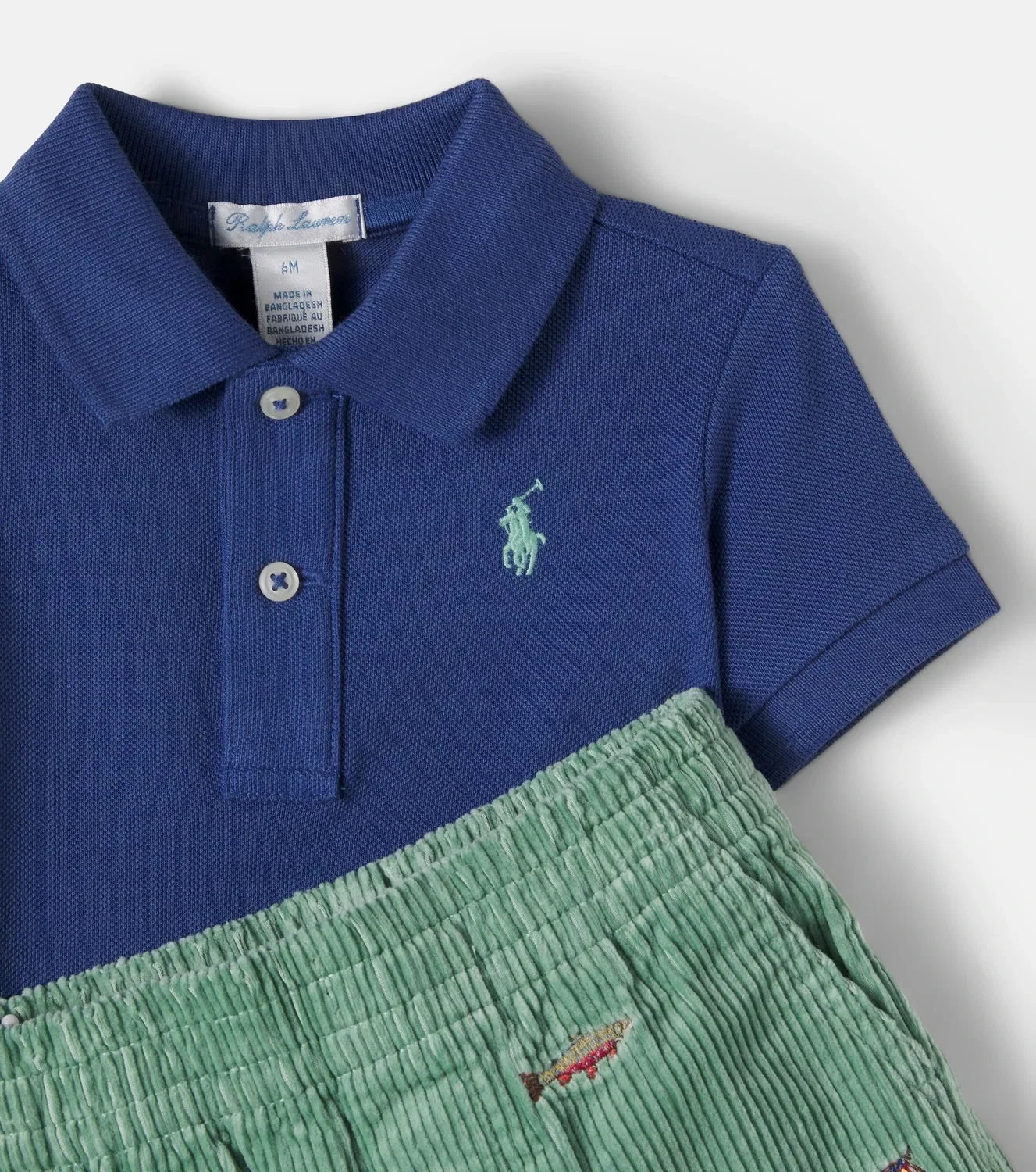 Комплект из поло и шорт для малышей Polo Ralph Lauren Kids, синий — фото 4