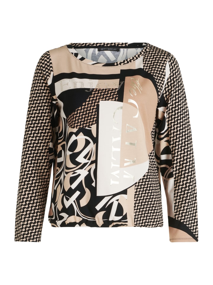 

Футболка Betty Barclay Casual-Shirt mit Gummizug, цвет Beige/Schwarz
