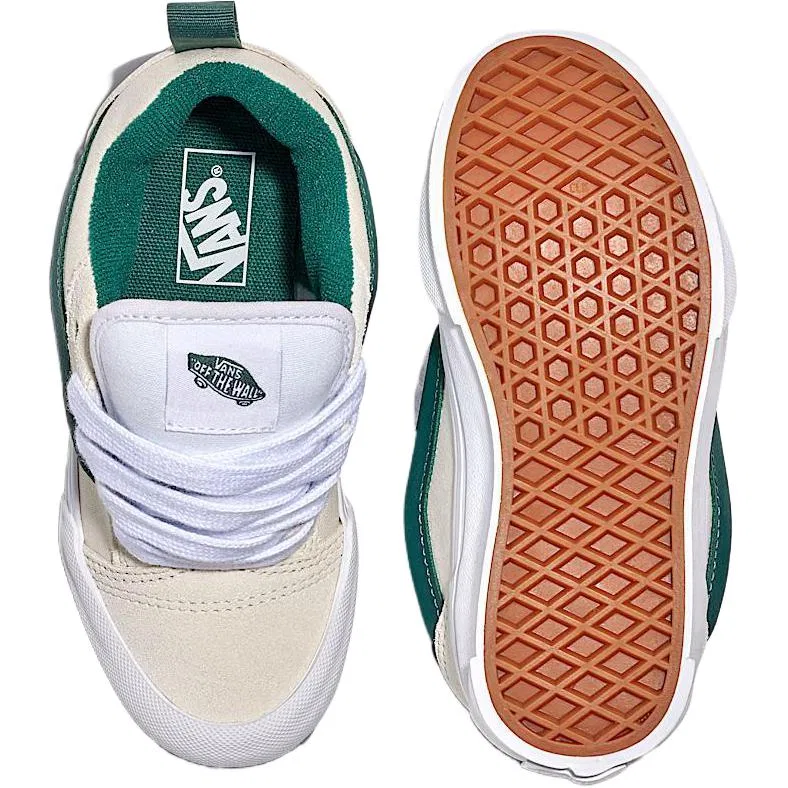 Кроссовки детские Vans Knu Skool Canvas Suede бело-зеленые — фото 4