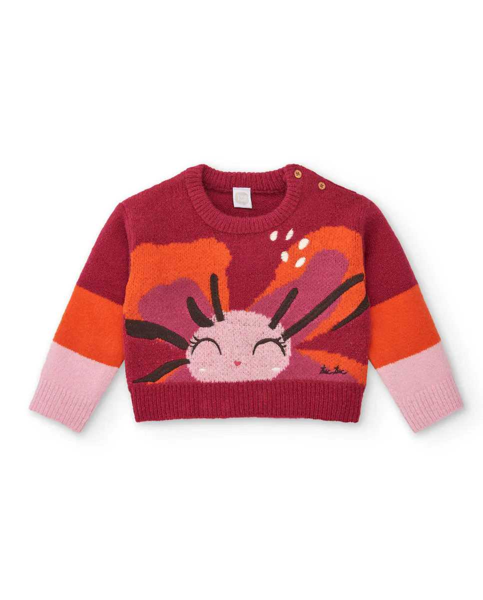 

Красный свитер для девочки с улыбающимся лицом Tuc tuc