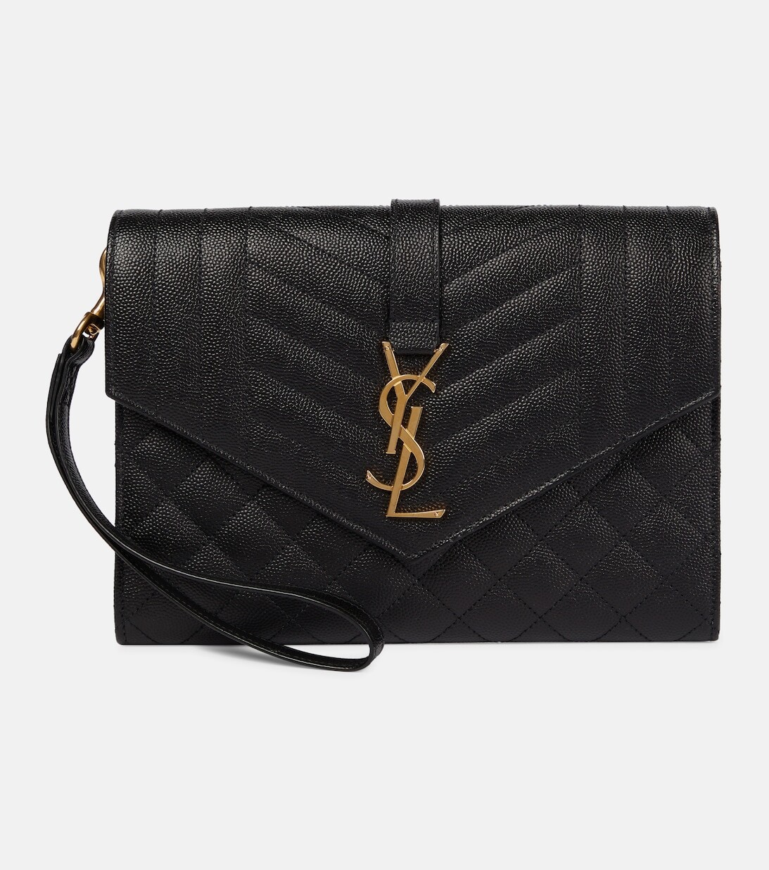

Клатч-конверт из матовой кожи Saint Laurent, черный